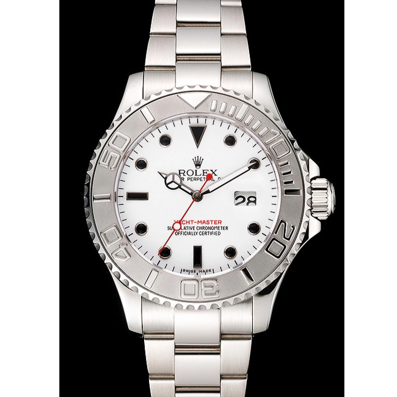 Best AAA Replica Sites White Yacht-Master Dial Stainless Case And Rolex Bracelet Steel 1015